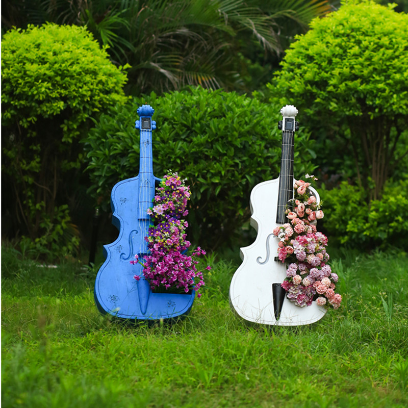 Resin Art Floor - Cello-Shaped Garden Statue Large Outdoor Patio