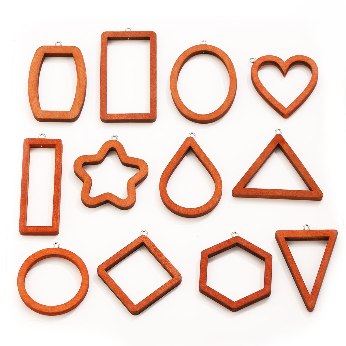 Resin Art Calligraphy - 10PCS Triangle Rectangle Wood Geometric Charms
