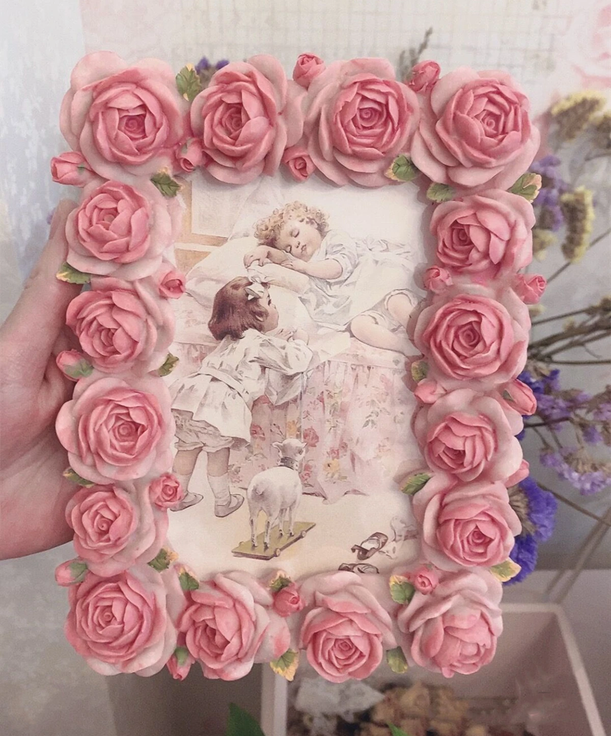 Pink Rose Blossom Series Warm  - Resin Art Photo Frame review and price