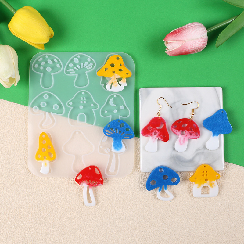 Multi Style Mushrooms Earring  - Resin Art Epoxy review and price